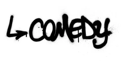 Graffiti comedy word sprayed in black over white Stock Illustration