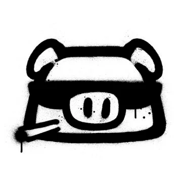 Graffiti cool pig icon sprayed in black over white Stock Illustration