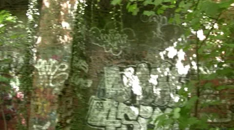 Graffiti covered brick arches Video stock 10735372