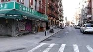 Graffiti Covered Chinatown Produce Market Empty Street Coronavirus Lockdown Stock Footage