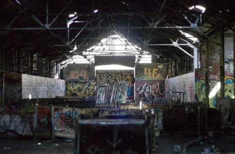 Graffiti Covered Slums Stock Photos
