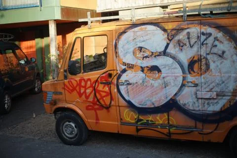 Graffiti covered van Stock Photos