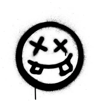 Graffiti crazy dude icon sprayed in black over white Stock Illustration