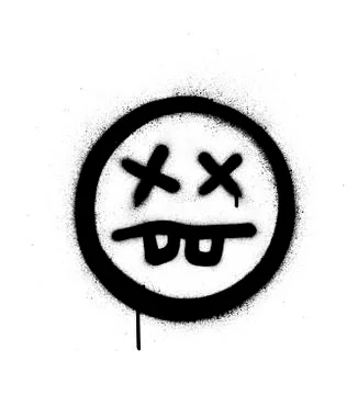 Graffiti crazy sick icon sprayed in black over white Illustrazione stock