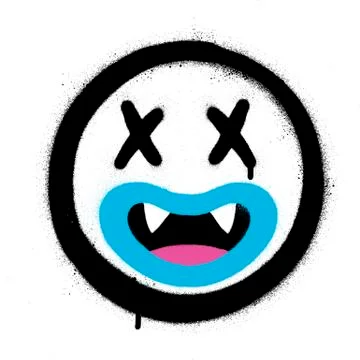 Graffiti crazy smiling icon sprayed over white Stock Illustration