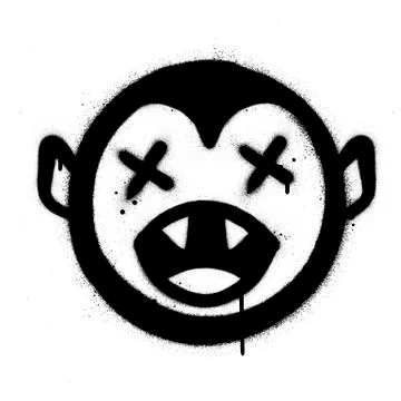 Graffiti crazy vampire character sprayed in black over white Stock Illustration