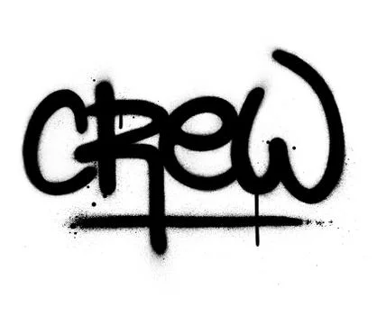 Graffiti crew word sprayed in black over white Stock Illustration