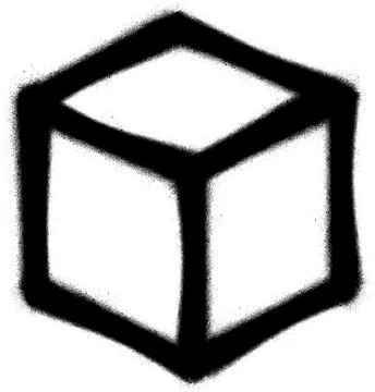 Graffiti cube icon sprayed in black on white Stock Illustration