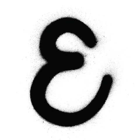 Graffiti curved E font sprayed in black over white Stock Illustration