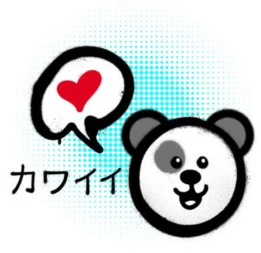 Graffiti cute kawai bear sprayed over white Stock-Illustration