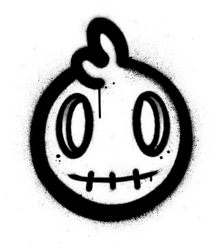 Graffiti cute monster icon sprayed in black over white Illustrazione stock