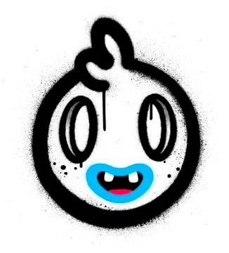 Graffiti cute monster icon sprayed over white Stock Illustration