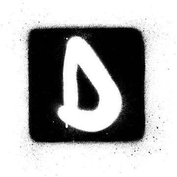 Graffiti D font sprayed in white over black square Stock Illustration