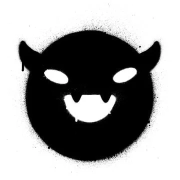 Graffiti devil icon sprayed in black over white Illustrazione stock