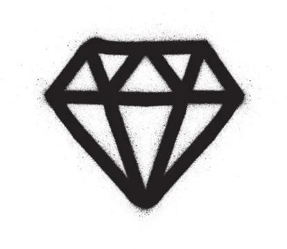 Graffiti diamond sprayed in black over white Stock Illustration