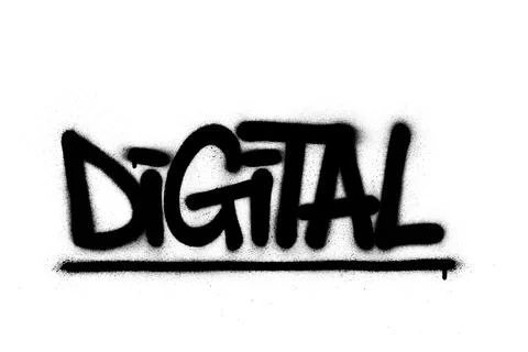 Graffiti digital word sprayed in black over white Illustrazione stock