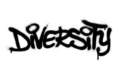 Graffiti diversity word sprayed in black over white Illustrazione stock