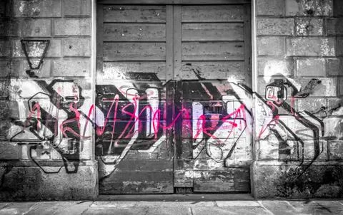 Graffiti on the door Stock Photos