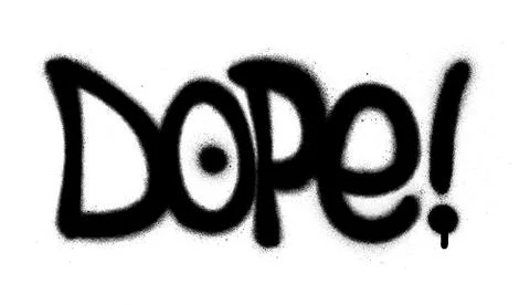 Graffiti dope word sprayed in black over white Stock Illustration