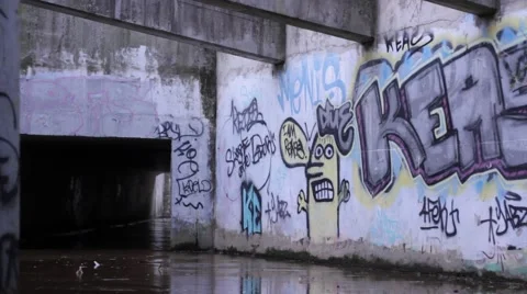 Graffiti in a Drain Stock Footage 52361022