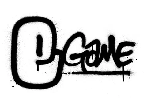 Graffiti e game text sprayed in black over white Stock-Illustration