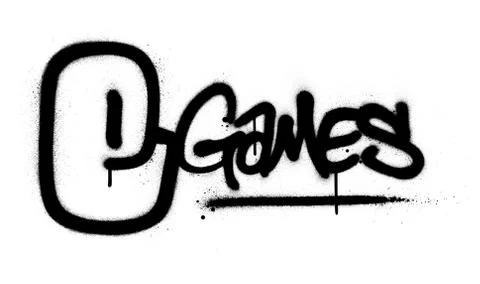 Graffiti e games text sprayed in black over white Stock Illustration