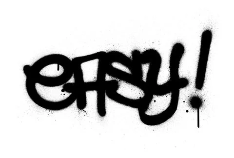 Graffiti easy word sprayed in black over white Illustrazione stock