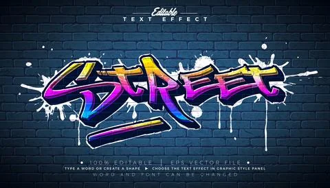 Graffiti Editable Text Effect Design with Customizable Colorful Grunge Hand D Stock Illustration