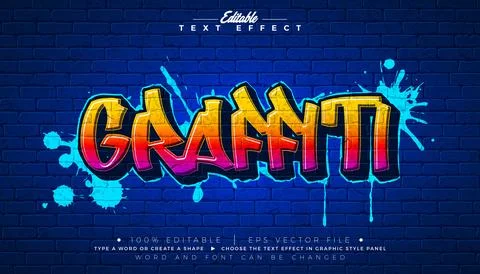 Graffiti Editable Text Effect Design with Customizable Colorful Grunge Hand D Illustrazione stock