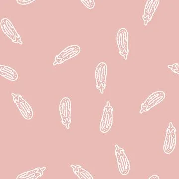 Graffiti eggplant line seamless pattern Stock Illustration