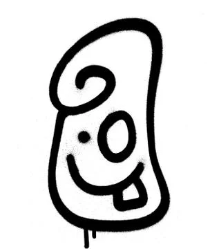 Graffiti emoticon happy  face sprayed in black on white Stock Illustration