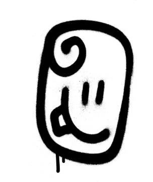 Graffiti emoticon happy  face sprayed in black on white Illustrazione stock
