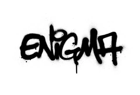 Graffiti enigma word sprayed in black over white Stock Illustration