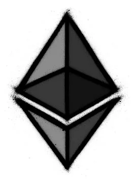 Graffiti ethereum icon sprayed over white Stock Illustration