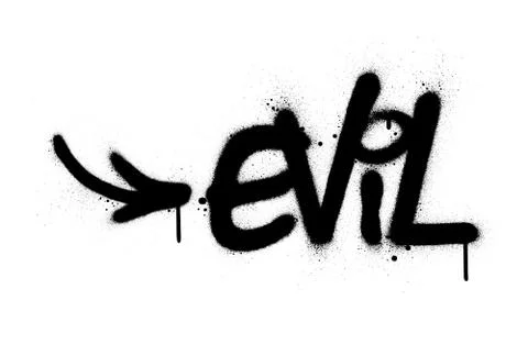 Graffiti evil word sprayed in black over white Stock Illustration