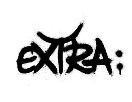 Graffiti extra word sprayed in black over white Stock Illustration