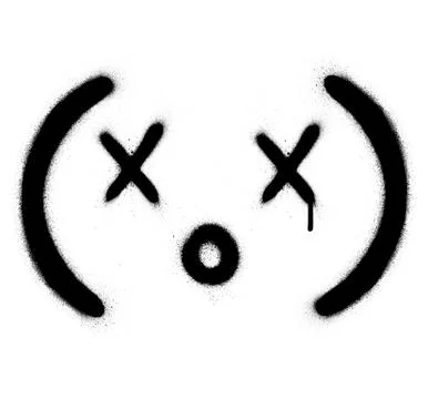 Graffiti face made with computer symbols sprayed in black Stock Illustration