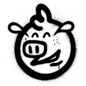 Graffiti fat icon laughing sprayed in black over white Stock Illustration