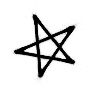 Graffiti five point star sprayed in black over white Stock Illustration