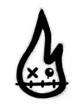 Graffiti flame character sprayed in black over white Stock Illustration
