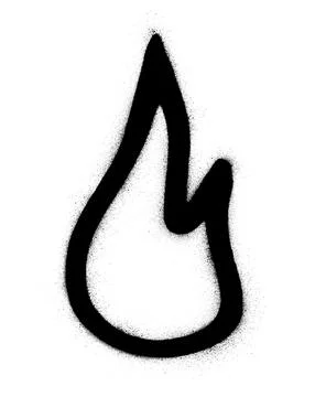 Graffiti flame shape sprayed in black over white Stock Illustration