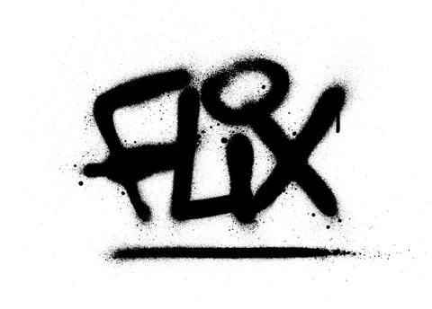Graffiti flix word sprayed in black over white Stock Illustration