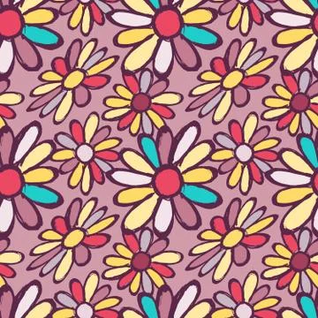 Graffiti flowers seamless vector pattern for your design Stock Illustration