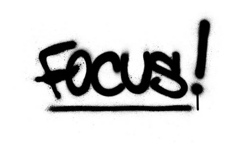 Graffiti focus word sprayed in black over white Stock Illustration