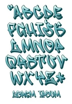 Graffiti font 3D- Hand written - Vector alphabet Stock Illustration