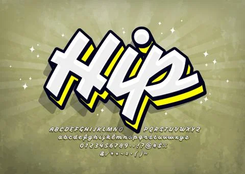 Graffiti Font with Highlight and Shadow. 3D Youth Typography Alphabet Illustrazione stock