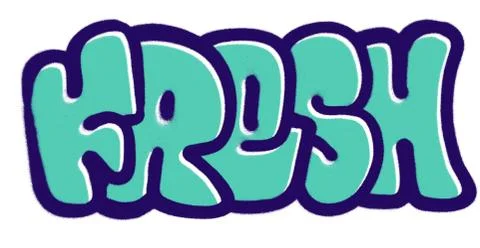 Graffiti fresh bubble fonts sprayed in purple blue Stock Illustration