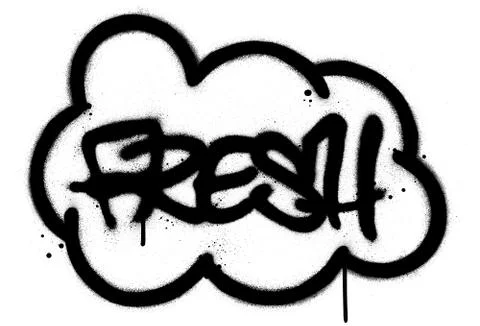 Graffiti fresh word in a cloud sprayed in black over white Stock Illustration
