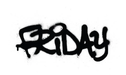 Graffiti friday word sprayed in black over white Illustrazione stock