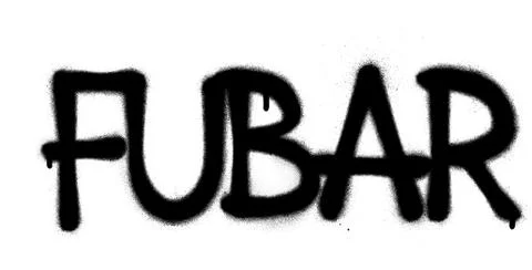 Graffiti fubar text sprayed in black over white Stock Illustration